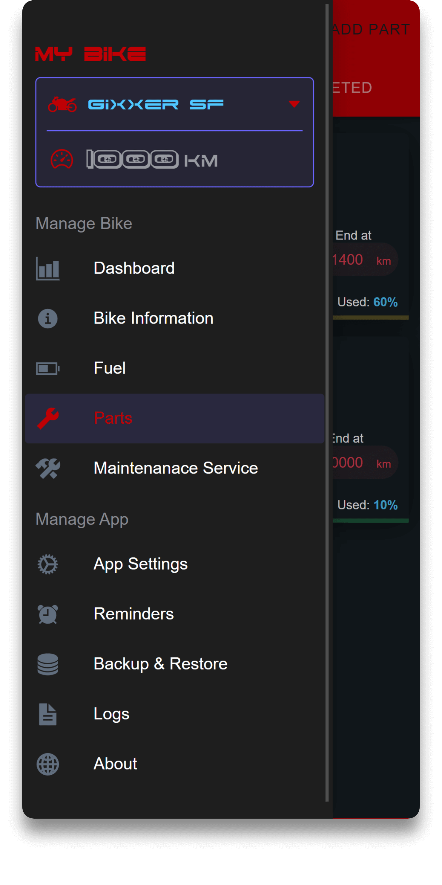 MyBikes.App: Motorcycle Manager app features