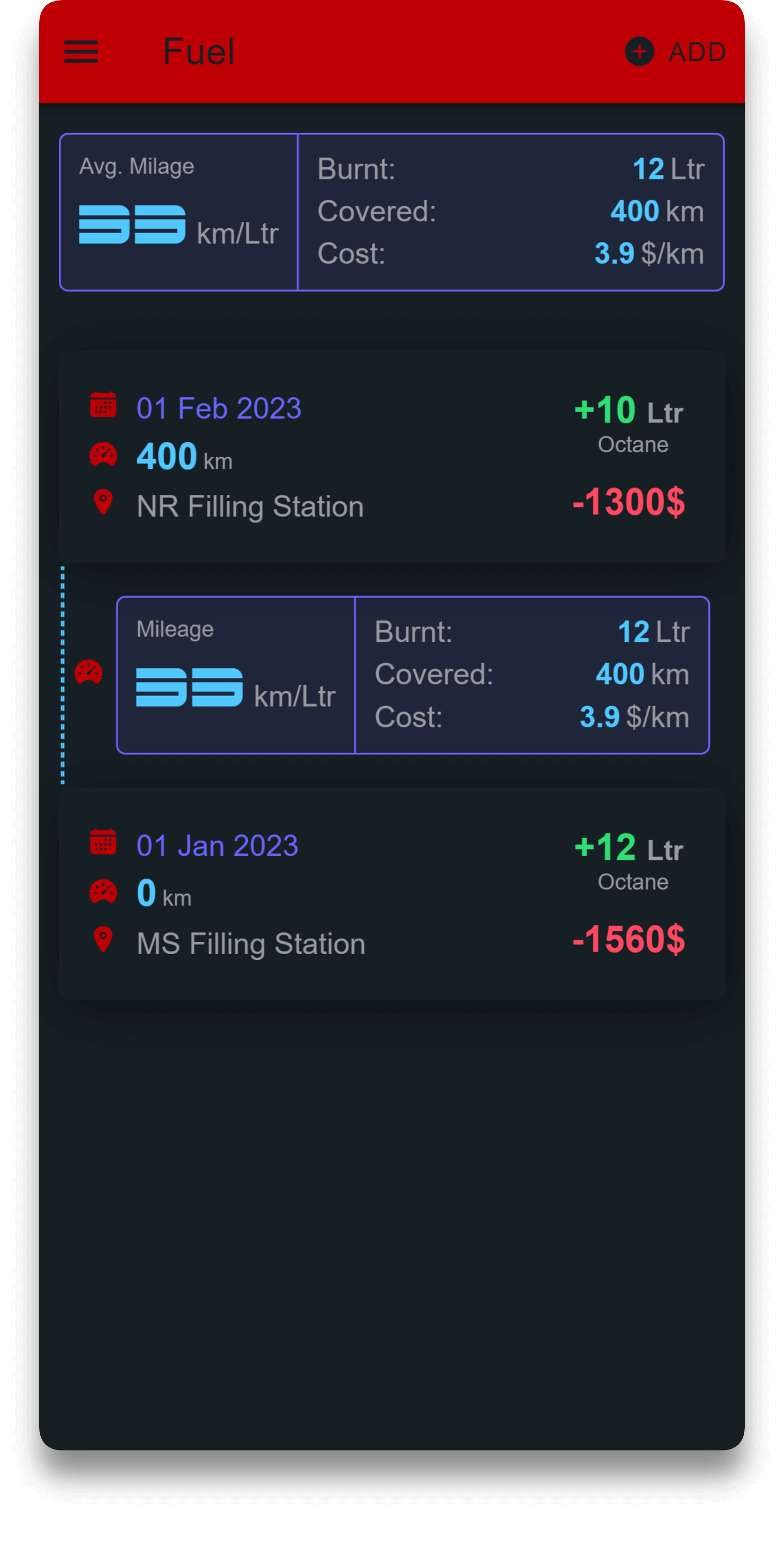 MyBikes.App: Motorcycle Manager app fuel feature