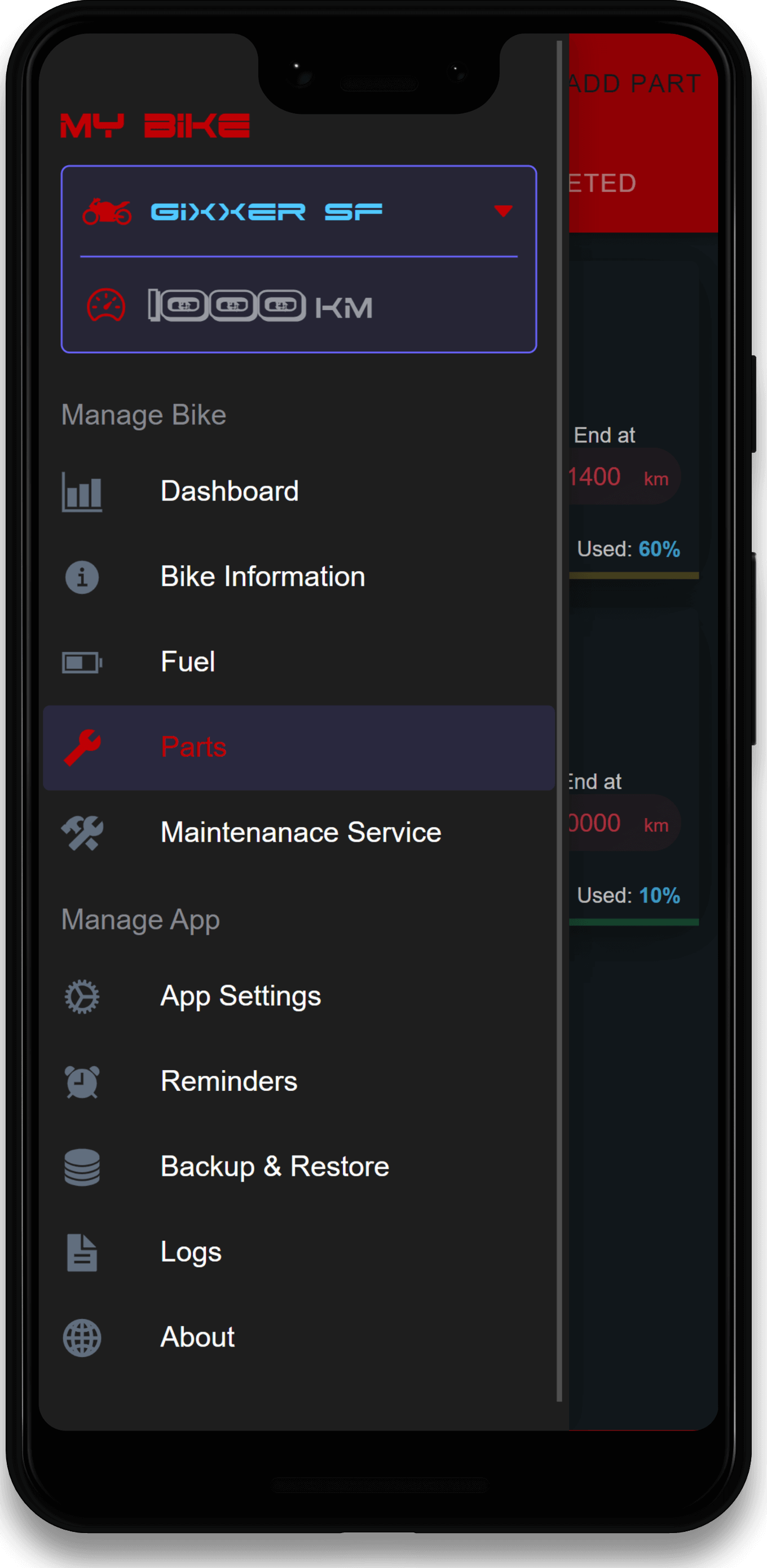 MyBikes.App: Motorcycle Manager app features