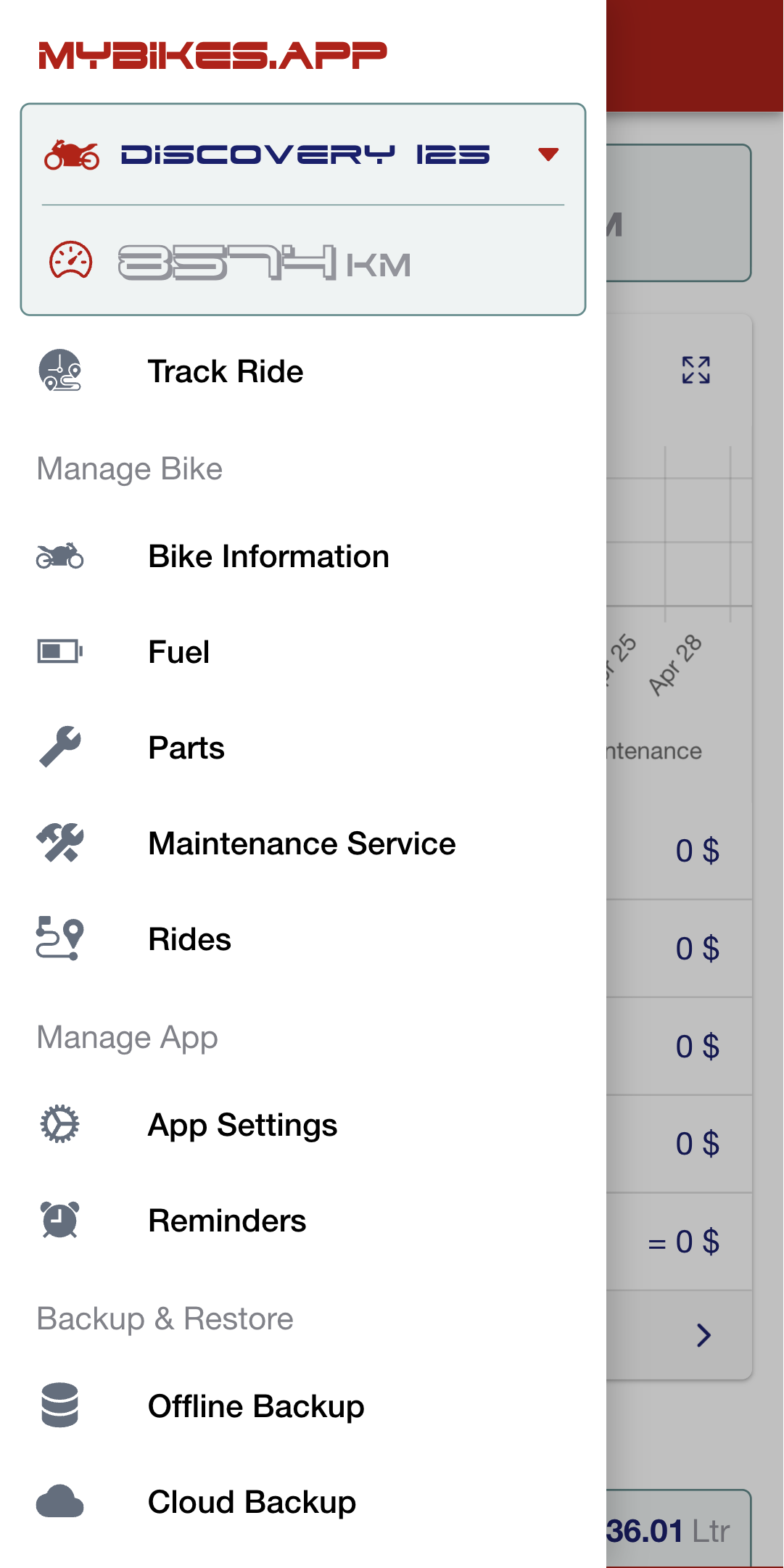 MyBikes.App: app features overview screenshot